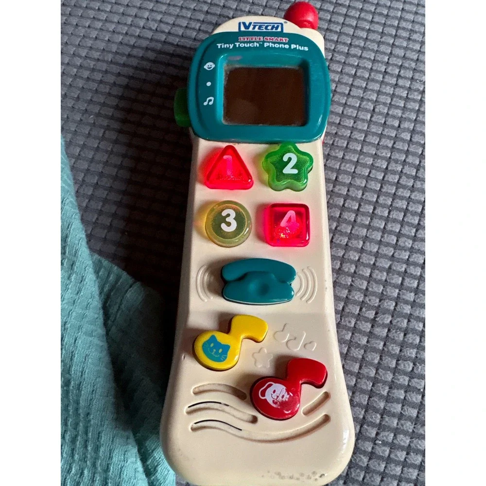 VTech Little Smart Tiny Touch Phone Plus Vintage Red Cream Toddler Toy Light Up